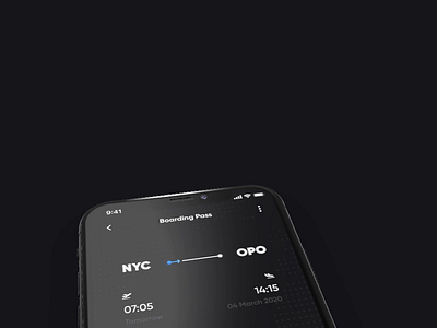 Daily UI Challenge #024 - Boarding Pass boardingpass daily100challenge dailyui dark theme dark ui flight app flights qrcode