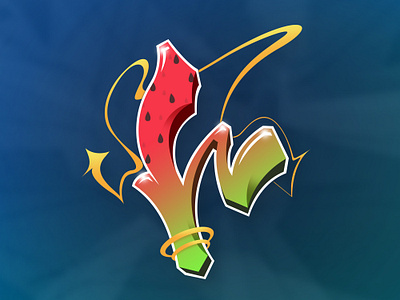Letter W graffiti illustration logo typography vector watermelon