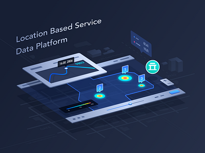 LBS Data Platform banner dark dashboad data illustration isometric lbs platform