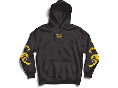 Hoodie Concept / DMGEDSOCIETY apparel clothing concept art hoodie hoodie mockup japenese tiger