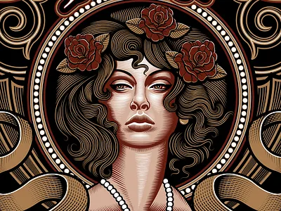 Sacred Art Tattoo Shop Logo apparel illustration illustrations logo logo design portrait roses tattoo tattoo art tattoo shop vector victorian