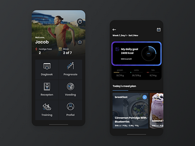 Fitness app app blue dark design flat gradient icon typography ui ux