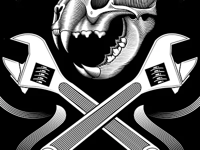 Wrigg LTD logo apparel band black and white branding illustration illustrations logo design skull vector vector art vector illustration wrench