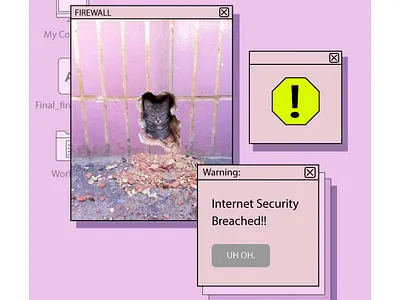 Firewall Breached! cat memes design funny meme