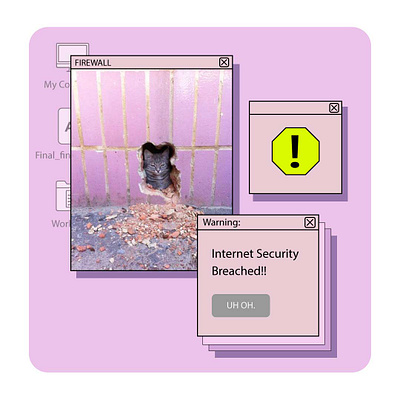 Firewall Breached! cat memes design funny meme