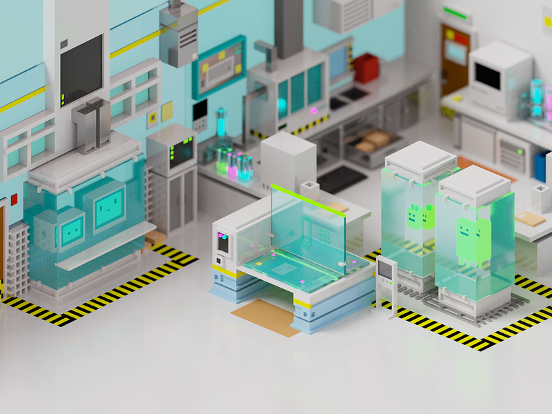 Lab Room 3d illustration isometric lab render room scifi voxel