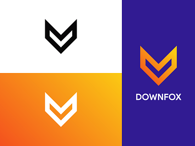 DownFox Logo Branding animal brand identity branding branding design concept dailylogochallenge design down dribbble flat fox gradient logo logo challenge logo design minimal vector