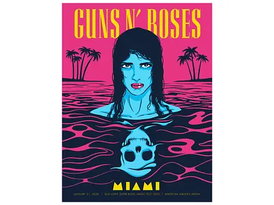 Guns N' Roses Poster illustration miami poster super bowl