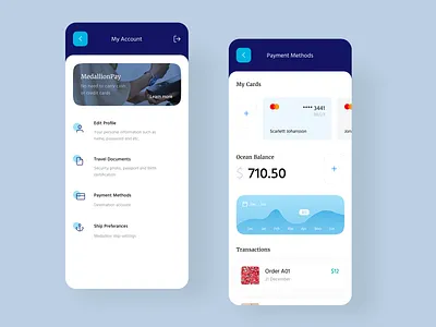 Cruise Account account app app design balance cards charts design ios mobile mobile app payment profile ship transaction travel ui user ux