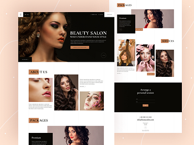 Beauty Salon beautiful beauty beauty product beauty salon clean clean ui design fashion figma flat design girl landing page design minimal modern design trend 2020 typogaphy ui ux website website design