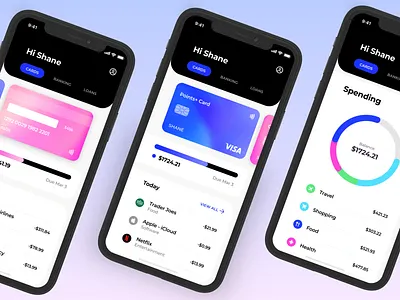 Finance Banking App Design app bank budget card credit credit card dailyui debit design finance finances financial app minimal mint spending ux venmo
