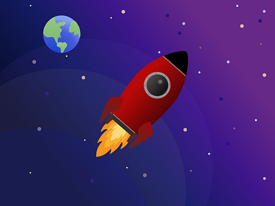 Rocket in flat style flat flat design flat illustration illustration planets rocket sketches space spaceship stars
