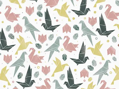 origami pattern art bird digital drawing illustration ipadpro kiasue origami pattern procreate procreate illustration