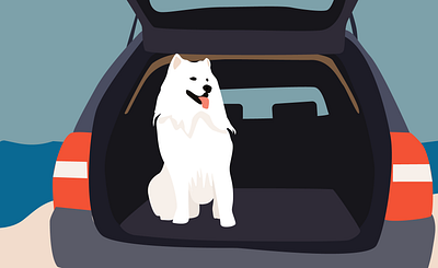 Dog Illustration_Samoyed_roadtrip adobe illustrator branding dog illustration roadtrip samoyed vector