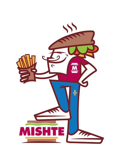 Mishte mascot branding design fastfood illustration mascot mishte oldschool sandwich slovakia vector