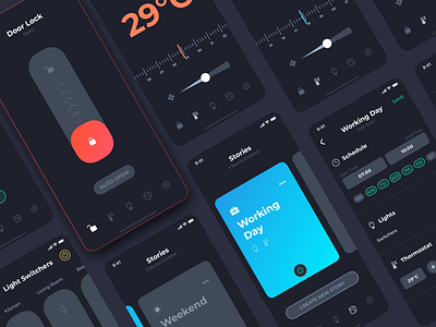 Smart Home Application app dark app dark mode dark ui ios iot smart smarthome ui