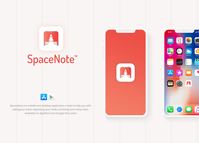 Space Note app application icon logo notes paper rocket space spaceship