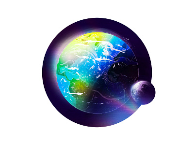 Earth Sticker blue blue marble earth holographic illustration moon planet retro space space earth sticker texture vector