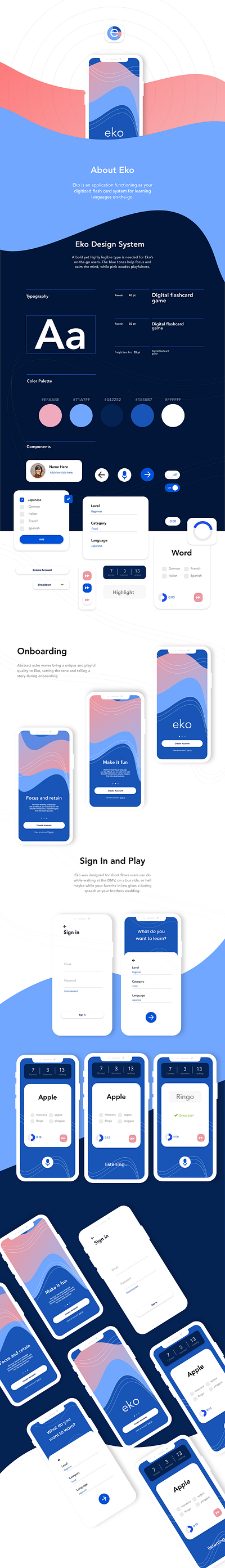 Eko app branding design illustration typography ui ux