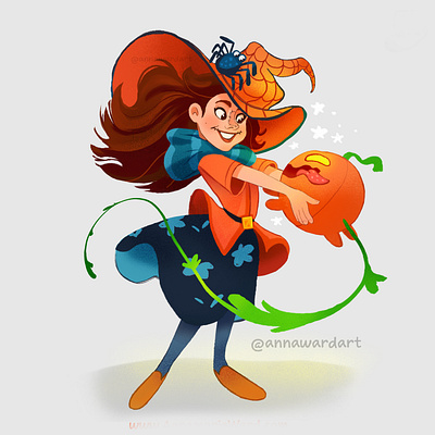 31 Witches of Witchtober annamaria ward cartoon character design character designer illustration illustrator northern virginia pumkin washington dc witch witches