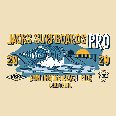 Jacks Pro Surf Contest 2020 T-shirt action sports branding design illustration illustrator logo surf t shirt typography vector