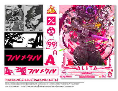 Alita Movie Poster v2020 adaptation anime cyberpunk design sheet graphic art icon iconography illustration kanji manga movie poster typography vector vector art