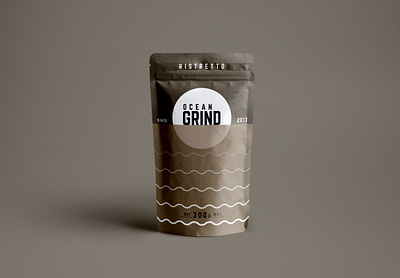 Ocean Grind 'Ristretto' brand coffee coffee bean coffee branding coffee cup coffee packaging coffee roast coffee shop crema grind logo design packaging product design