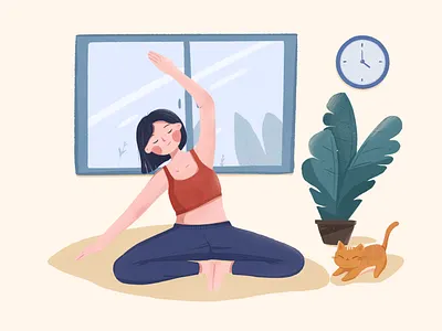 Yoga 2 design flat girl illustraion spots