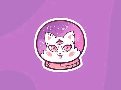 Love in space astronaut cat love pink space sticker