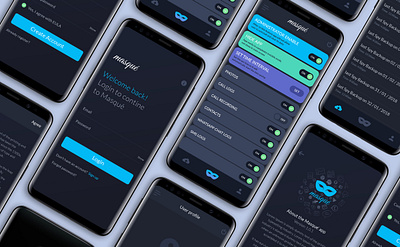 Masque App android app dark logo mobile mobile app mobile app design mobile ui modern studio uidesign