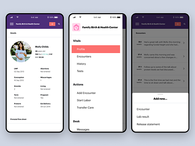 Maternity health mobile healthcare mobile ui