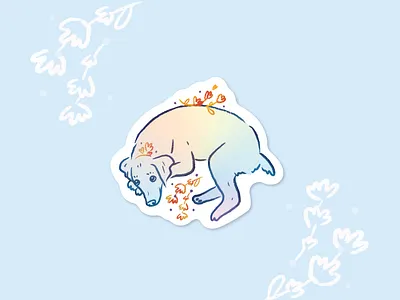 Holographic Doggo blue cute dog floral holographic illustration puppy