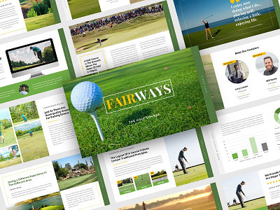 Fairways Golf Course Powerpoint Template 4 themes 4in1 agency business caddy classic club color scheme company corporate course creative deck field golf golfer presentation slides sport sports