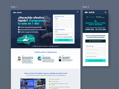 OLX AUTOS | Redesign autos cars compra lading page landing multistep venta
