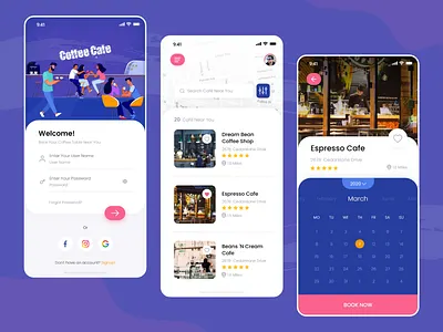Coffee Cafe app app design coffee coffee bar coffee cafe app colorful design ui ux