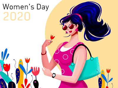 WOMEN'S DAY 2020 design art art expololarion beautiful characterdesign creative flowers girl character glass minimal photoshop plant ui ux watch web webillustration woman illustration womensday