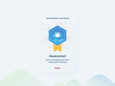 Hydration Achievement achievements aftereffects badge bodymovin gradient illustrator json neumorphism squircle unlock water