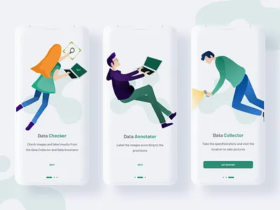 Crowdsource App On-Boarding app character design flat illustration job mobile ui mockup onboarding ui vector
