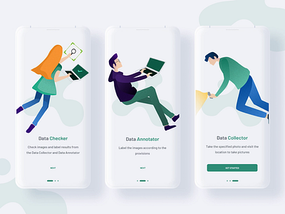 Crowdsource App On-Boarding app character design flat illustration job mobile ui mockup onboarding ui vector