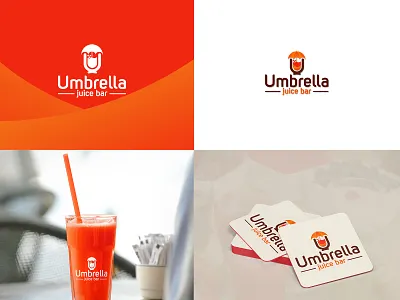Umbrella juice bar Logo branding branding asset dailylogochallenge design flat graphicyes logo minimal typography vector