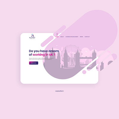 Web Landing Page acumen design homepage illustration landing page design latest web trend material minimal modern modern design modern website photoshop purple purple gradient simple clean interface simple design ux ux design wazeefa website