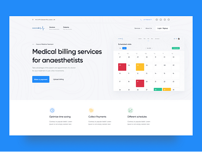 Medical Services — Website Design blue branding business clean clean design flat medical medical app medical care medical design medicine minimal redesign typography