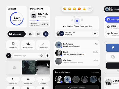 Social Concept Application Element album app application behance chat concept design element elements emoji layout location message platform share sketch ui