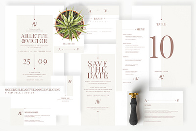 Modern Elegant Wedding Invitation bride brown cards designs diy elegant feminine groom invitation invitations invite minimal minimalist modern pitch smiple template wedding card wedding invitation