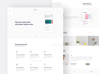 Agencia Landing Page 2020 trend adobe xd agency agency website branding colors design homepage interface landing page minimal mobile app portfolio responsive typography user interface ux web website website design