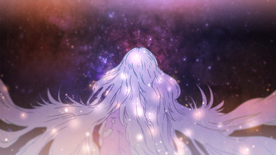 Starry New Year abstract anime athmosphere dreams fireflies girl girl character illustration long long hair manga mood new year romantic sky strarry wings