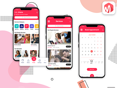 Home Salon Services app design ui ux