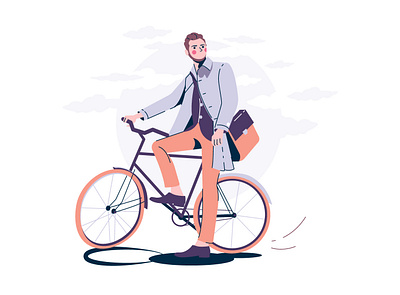 A man with a bicycle adobe illustrator bycicle clouds cyclist illustration street vector illustration vectorart