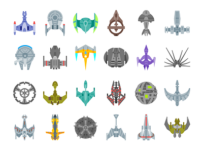 Sci-fi spaceships adventures babylon 5 design fantastic icon illustration movies sci fi space spaceship spacestation star trek star wars ui vector web