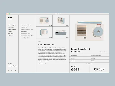 Braun Archive. Product Page art braun clean design ecommerce fashion brand minimal type typography ui web